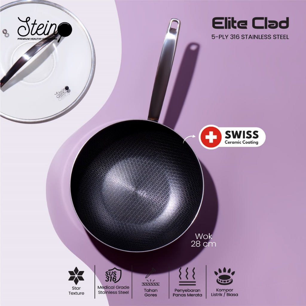 Stein Perkasa Internasional Stein Elite Clad Wok Stainless Ceramic OX89HC