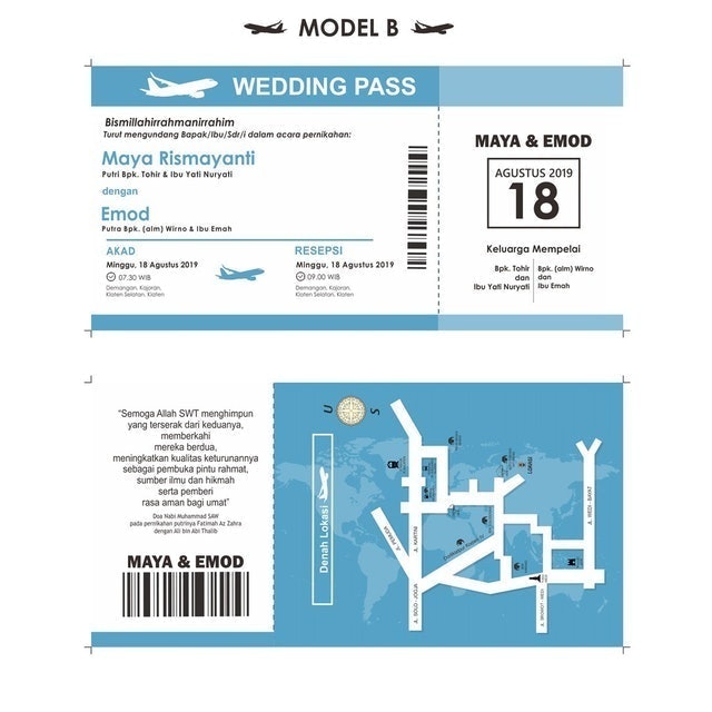 Snada Printing Undangan Pernikahan Tema Boarding Card 3