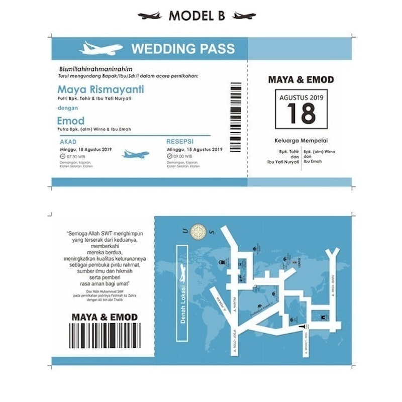 Snada Printing Undangan Pernikahan Tema Boarding Card 3