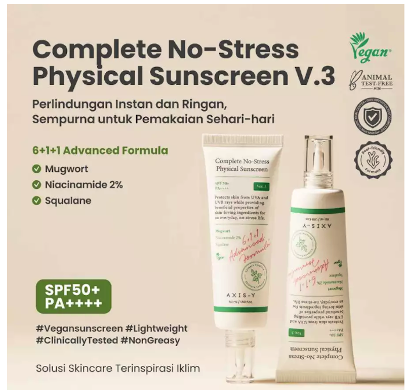 AXIS-Y Complete No-Stress Physical Sunscreen Ver. 3 SPF 50+ PA++++