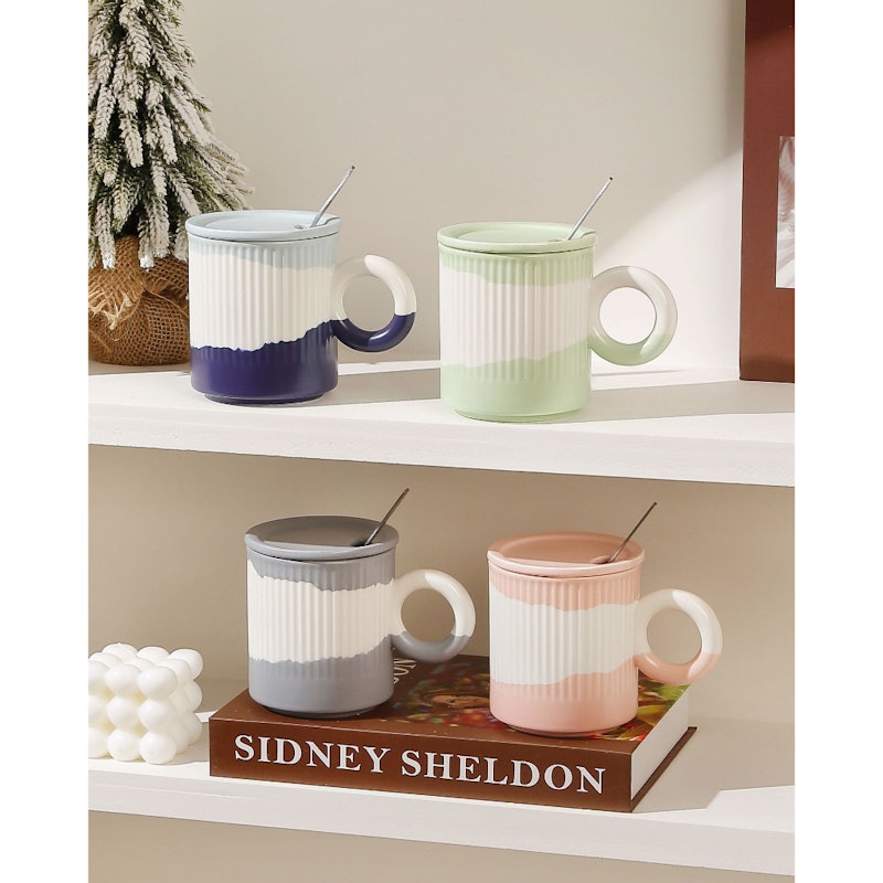 Monno Moogu Mug Ceramic Glass w/ Lid 4