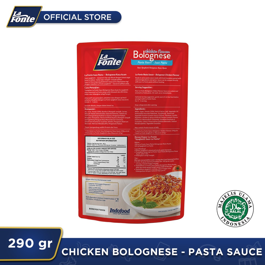 Bogasari La Fonte Bolognese Pasta Sauce