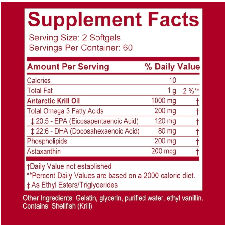  Pslalae Antarctic Krill Oil 1000 mg 120 Softgels