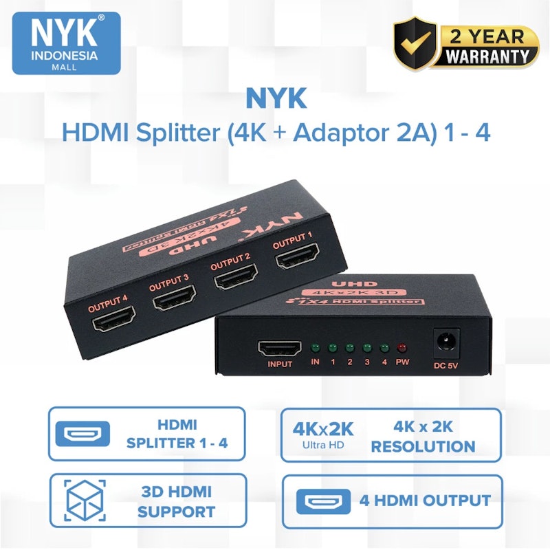 NYK HDMI Splitter 4 Port 3