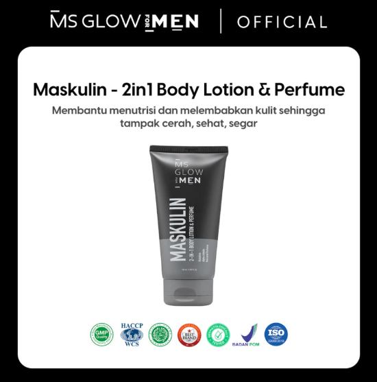 Kosmetika Cantik Indonesia MS Glow For Men Maskulin 2 in 1 Body Lotion and Parfume