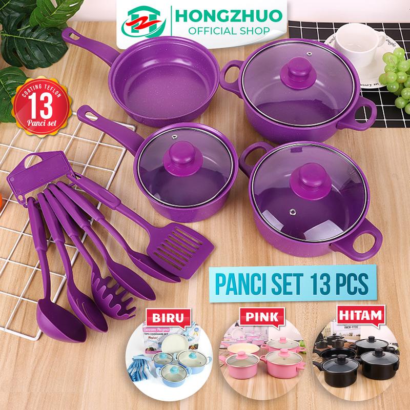  Hongzhuo Wajan Penggorengan Spatula Set Isi 13 pcs 