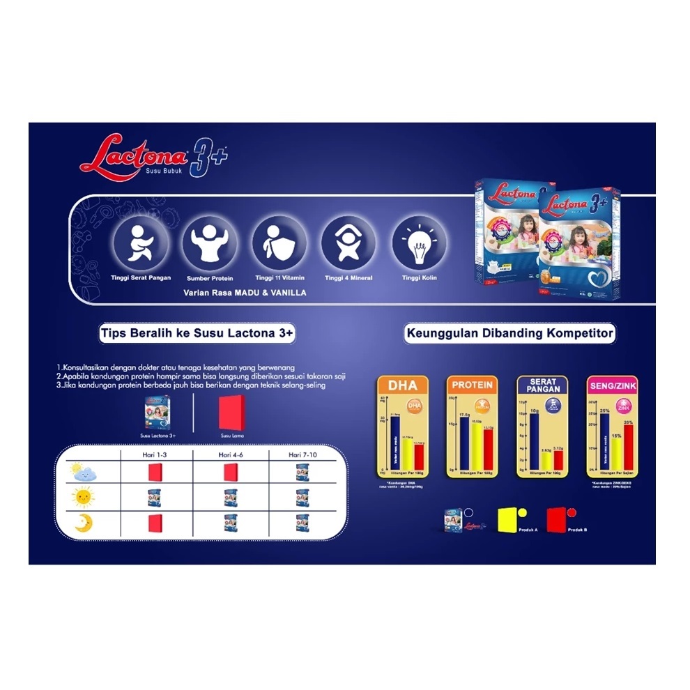 Mirota KSM Lactona 3+ Susu Bubuk Rasa Vanila