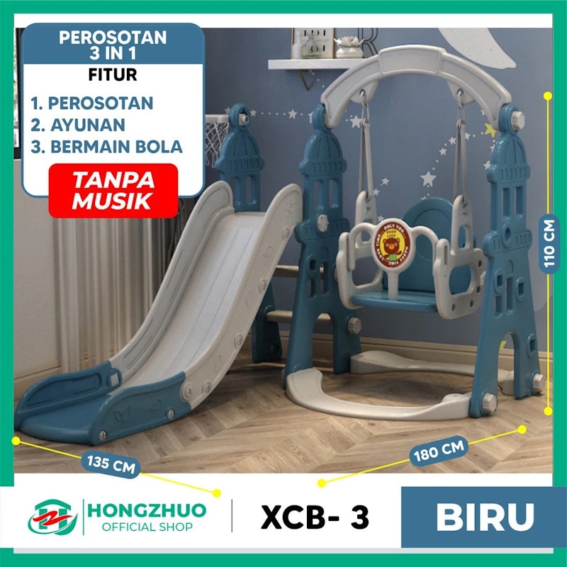 Hongzhuo 3 in 1 Perosotan Anak Premium Ayunan + Ring Basket 2