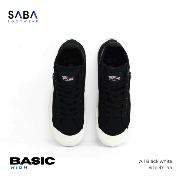 Saba Footwear SABA Basic High All Black White BS 01