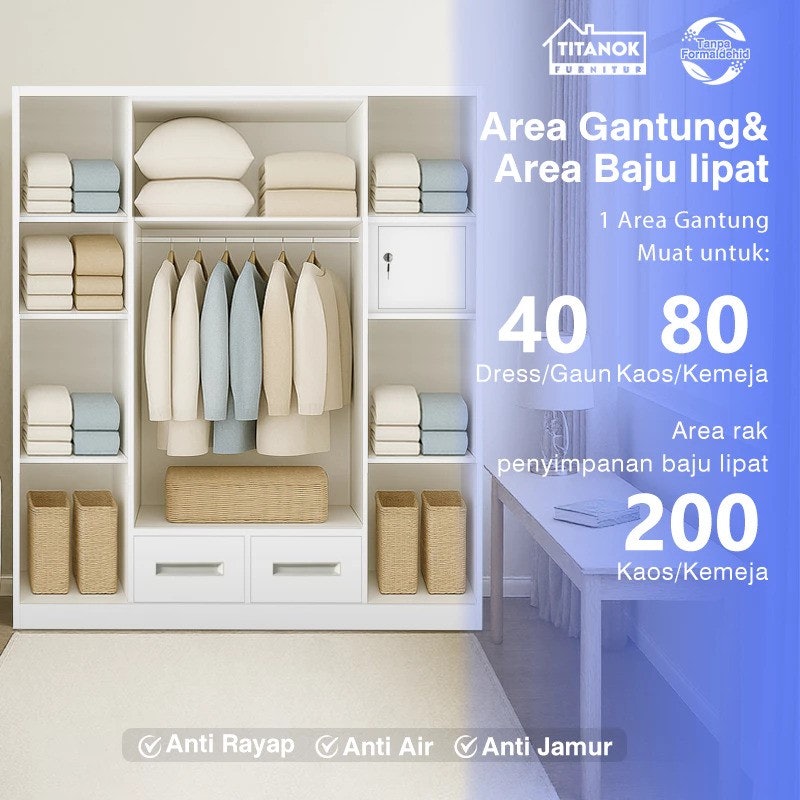 Titanok Lemari Pakaian Besi 4 Pintu 2