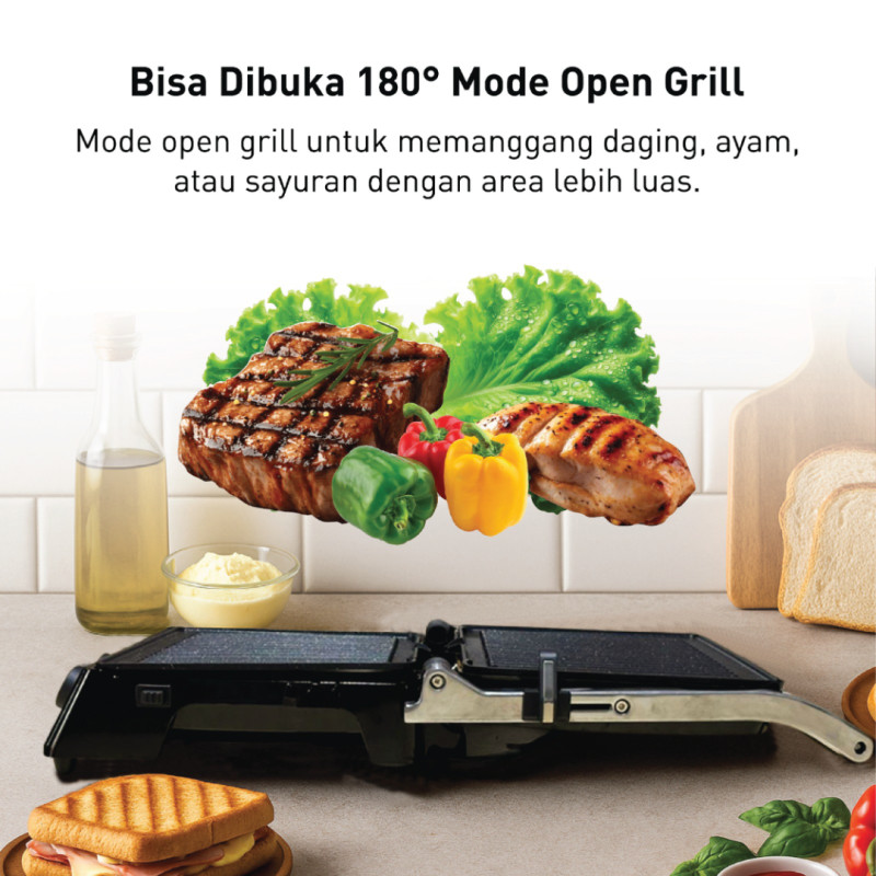 IDEALIFE 3in1 Panini & Waffle Maker 2