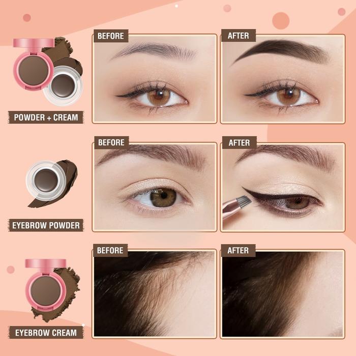 PINKFLASH 2-in-1 Eyebrow Cream & Powder Gel 01 Deep Brown