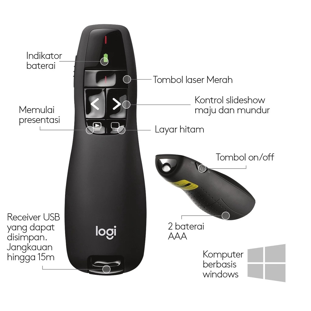Kreasi Utama Mandiri Logitech Laser Presentation Remote R400