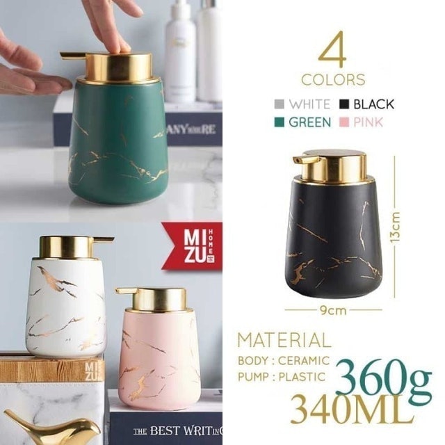 MIZU Botol Sabun Cair Keramik Motif Marmer