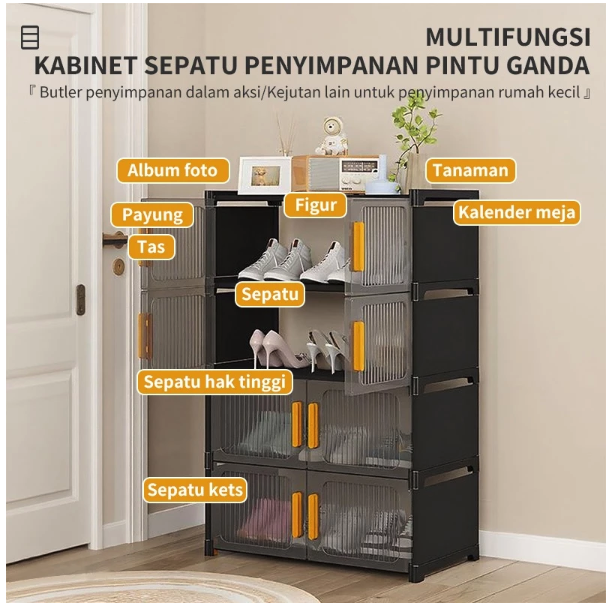  YONEZAWA Rak Sepatu Susun Tertutup 5 Level