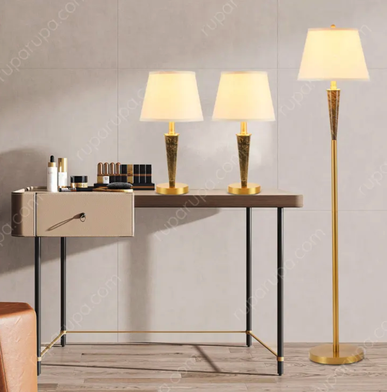 Eglare Set 3 Pcs Cassie Lampu Meja & Lampu Lantai Marble 3