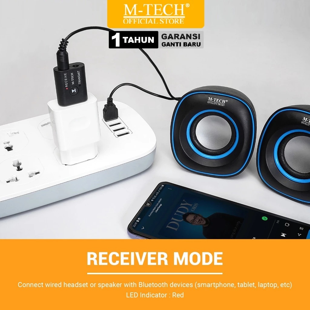 M-Tech 2 in 1 Bluetooth Audio Transmitter Receiver