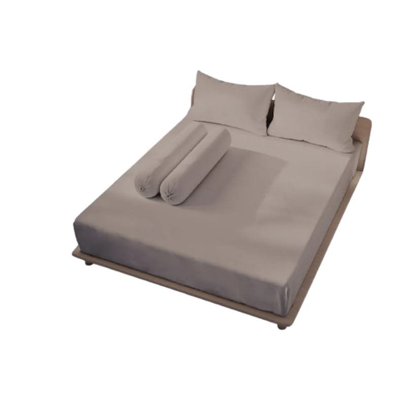 Kintakun Cotton Feel Sprei Set Fitted with Pocket Greige 1