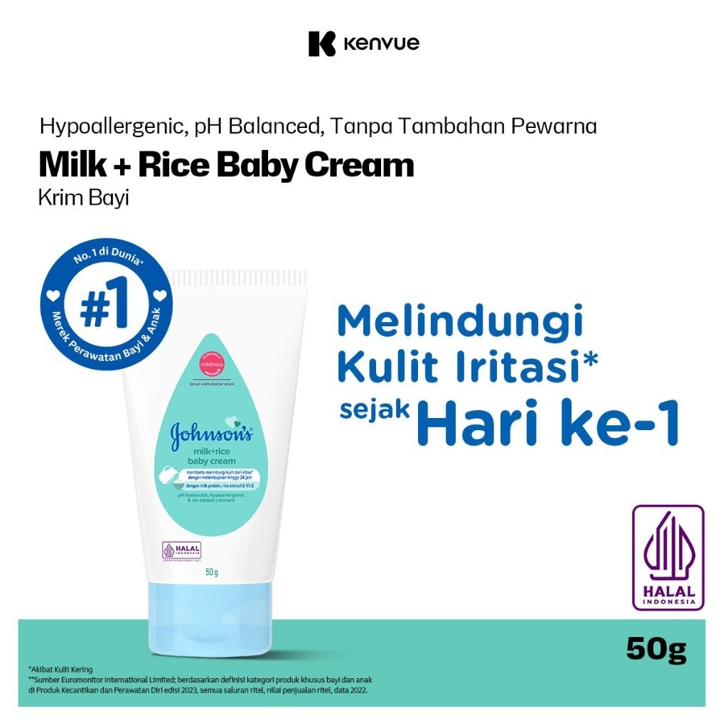 Johnson & Johnson Indonesia Johnson's Baby Milk + Rice Baby Cream