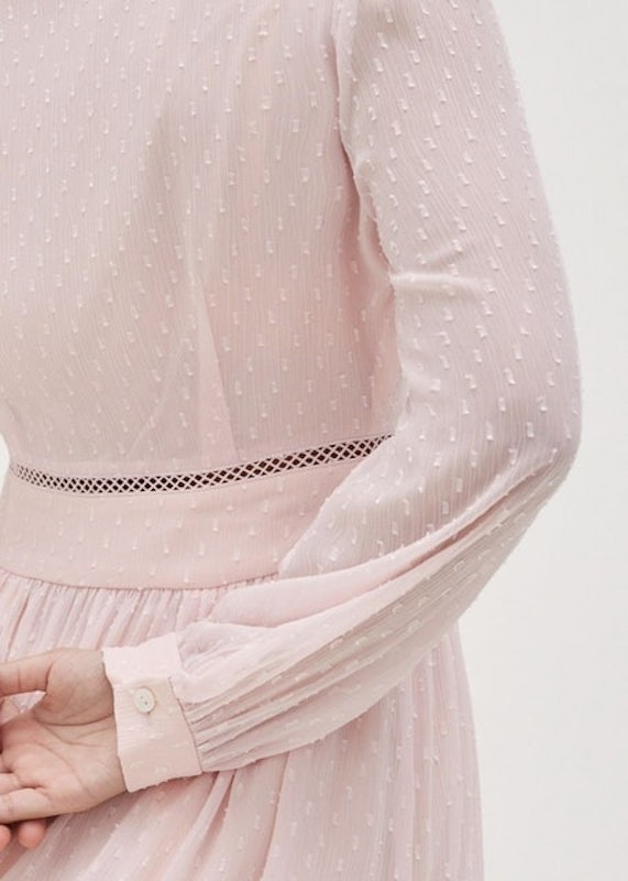 Audrina Lace Trim Dobby Dot Dress 2