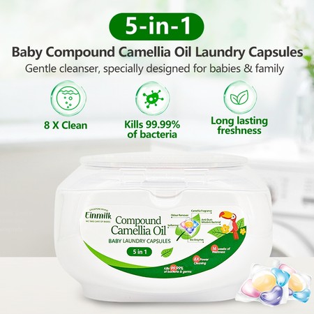 Einmilk Nutrition Indonesia Einmilk Compound Camelia Oil Baby Laundry 5-in-1 Capsules