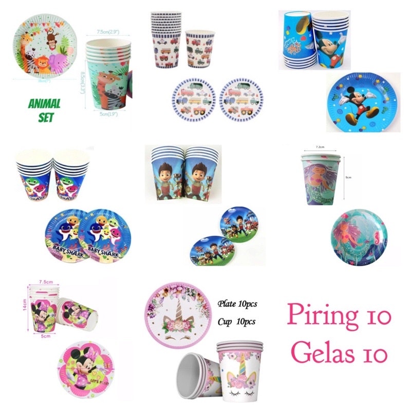 Piring Gelas Karakter Set 4