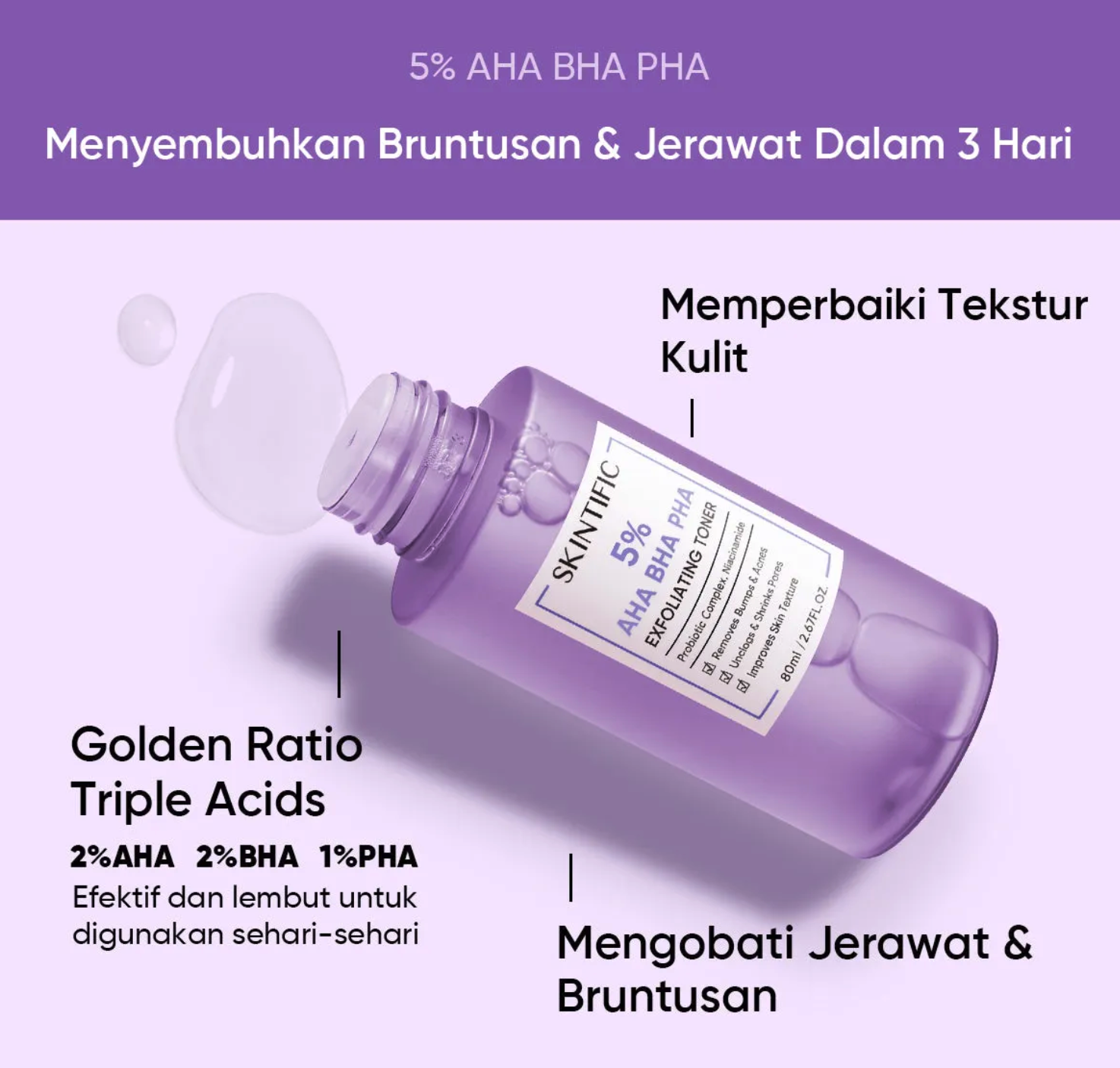 SKINTIFIC 5% AHA BHA PHA Exfoliating Toner