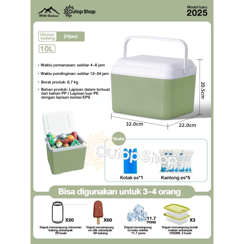 WTHB Outdoor Cooler Box 10L 2