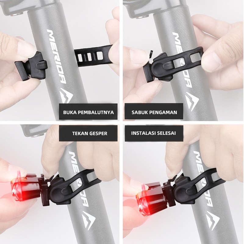  3 Warna Terang Red Blue White Lampu Belakang Sepeda LED 8 Modes