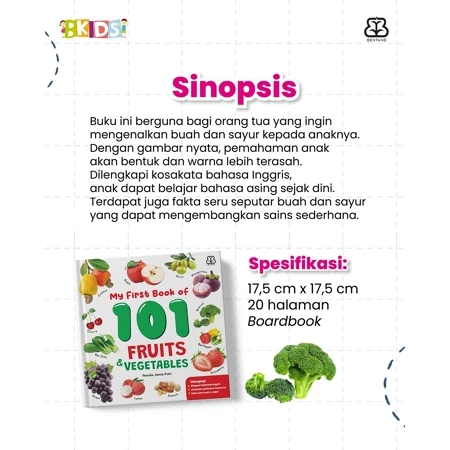 Bentang Kids My First Book of 101 Fruits & Vegetables