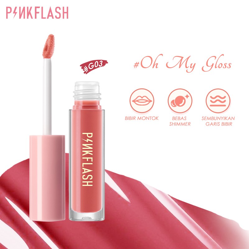 FCL Internasional Indonesia PINKFLASH Lip Gloss Mosturizing G03 Bright Coral Red