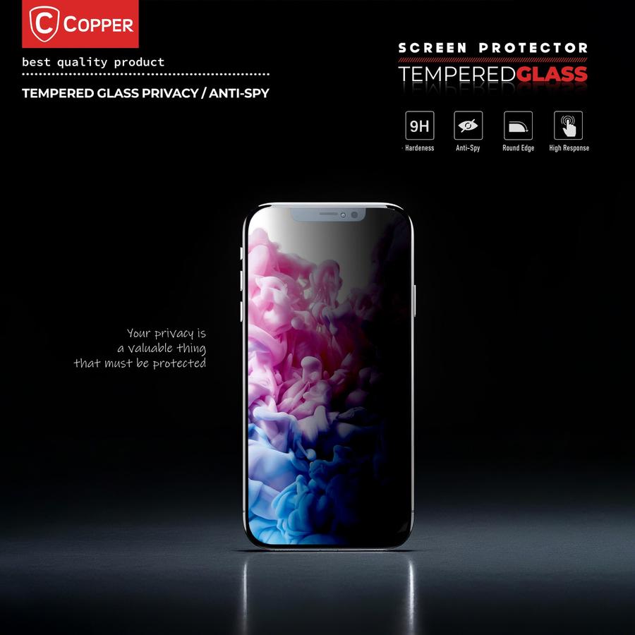 Copper Indonesia COPPER Tempered Glass Privacy Anti Spy iPhone 15 Pro Max Plus