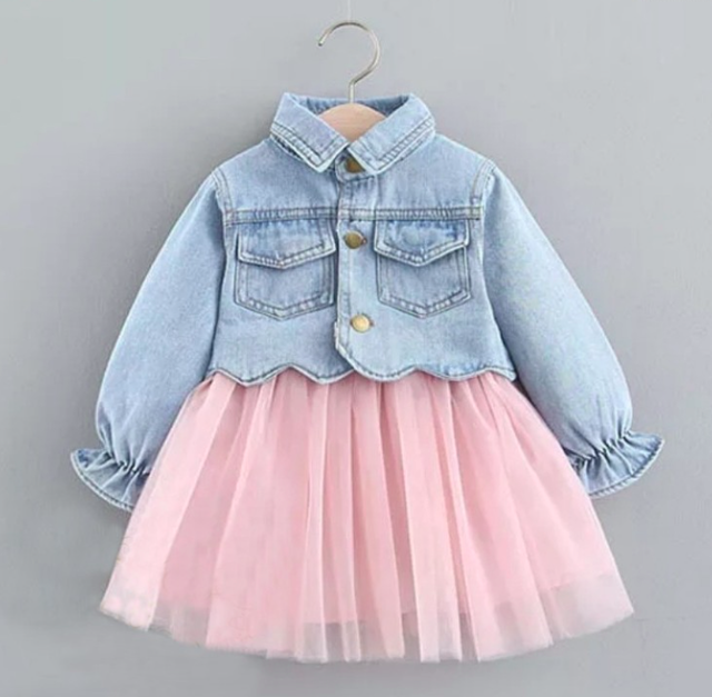 Jaket Denim Wash & Rok Tutu Mini Set