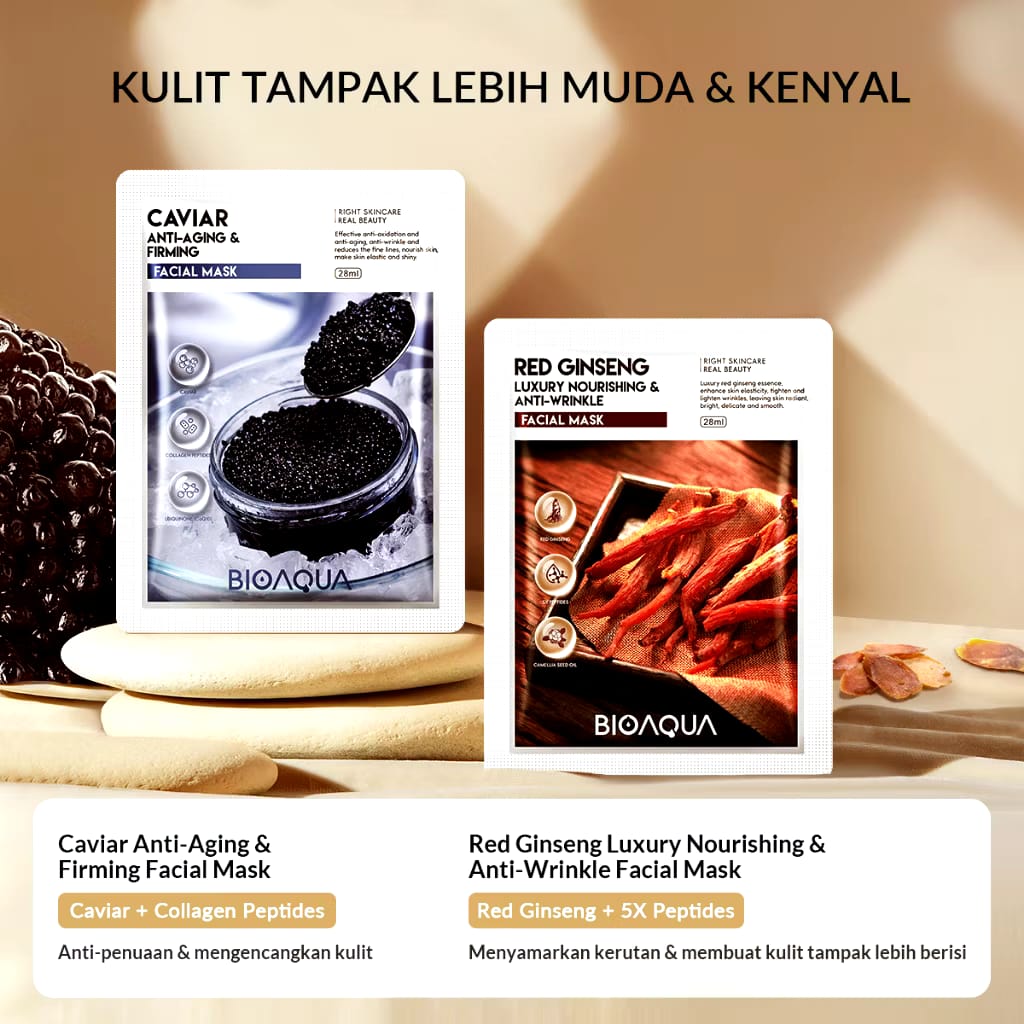 Permata Indo Kav BIOAQUA Red Ginseng Luxury Nourishing & Anti-Wrinkle Facial Mask