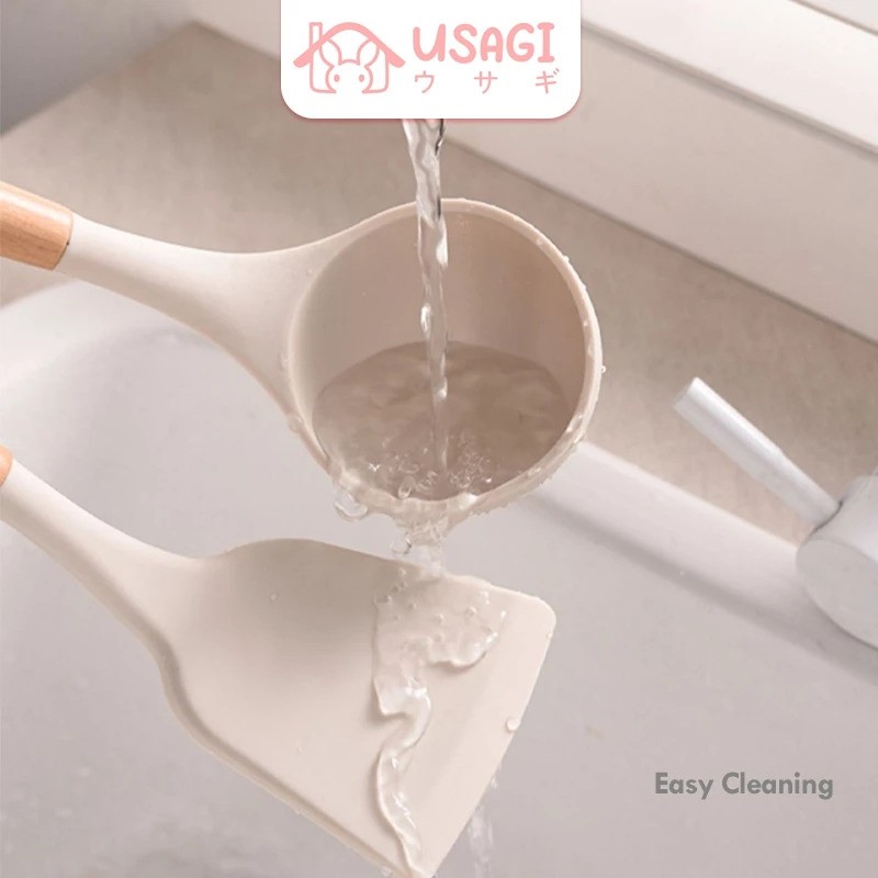  USAGI Wooden Silicone Spatula Turner