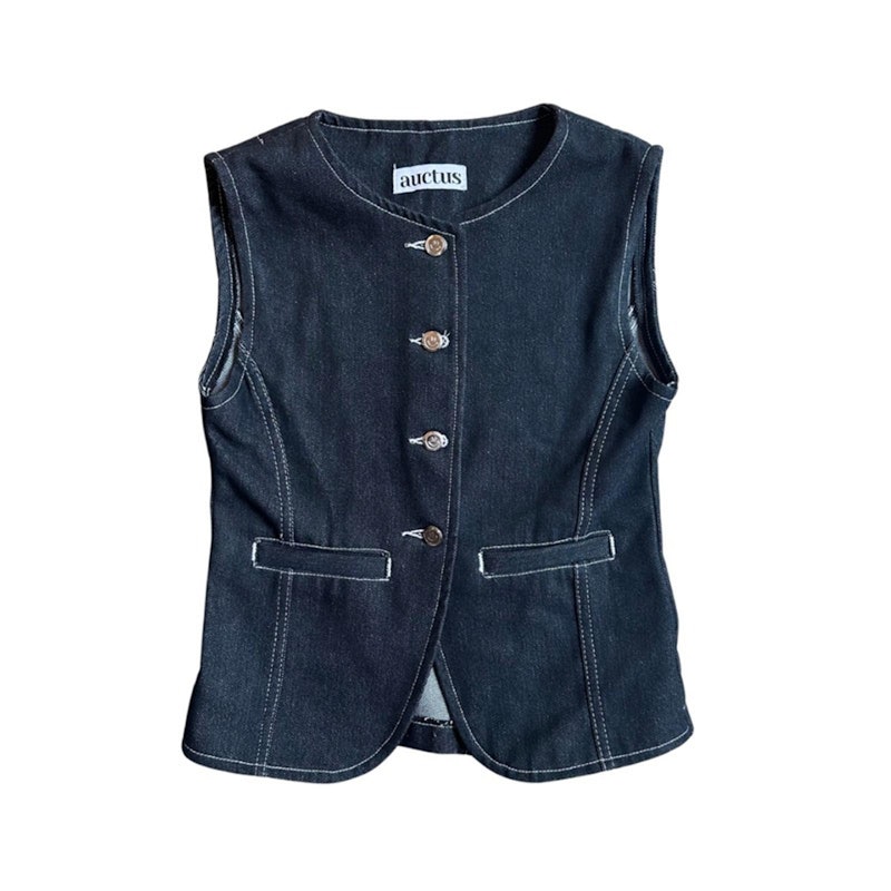 AUCTUS Jemma Button Vest Denim Top 1