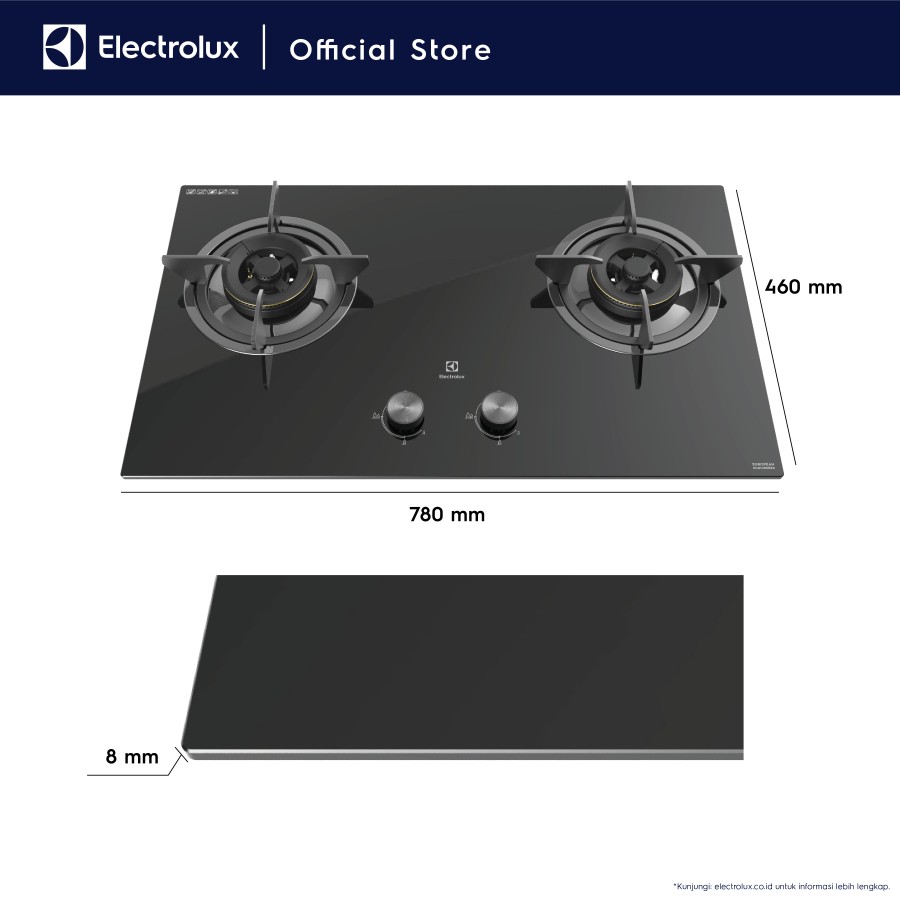Electrolux Electrolux Kompor Gas Tanam Ultimatetaste 300 dengan 2 Tungku 78cm EHG7230BE