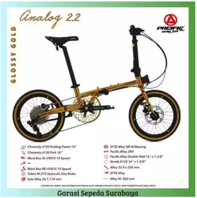 Roda Pasifik Mandiri Pacific Analog 2.2 Folding Bike 20 Inch
