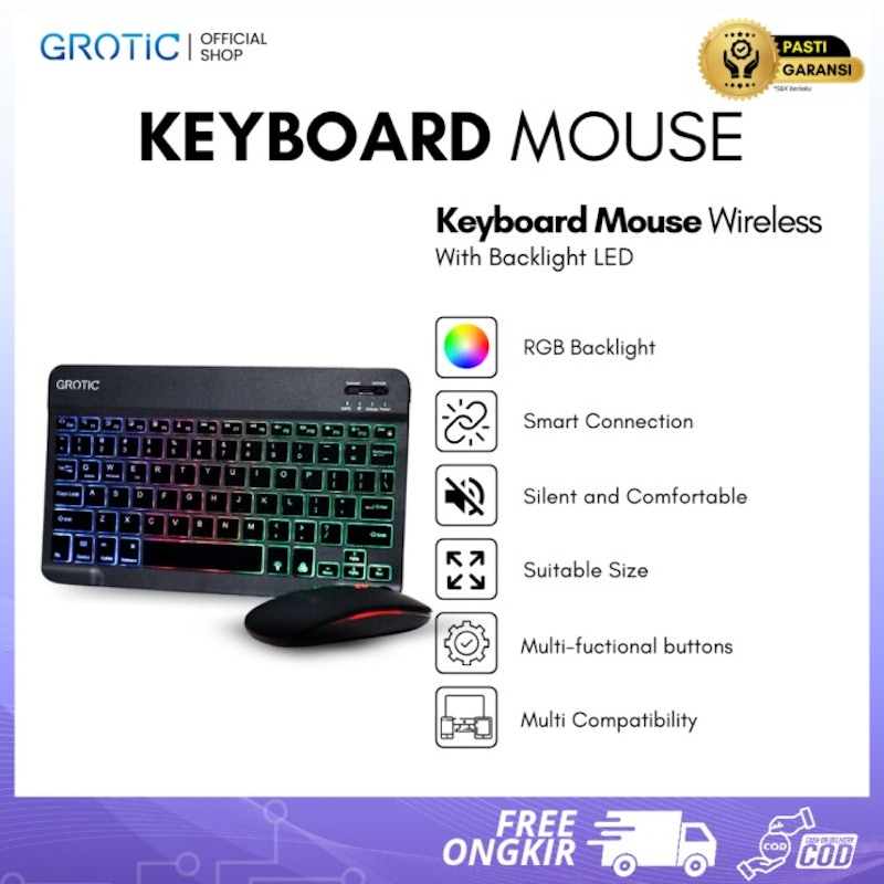 GROTIC Keyboard Mouse Wireless with Backlight LED 5