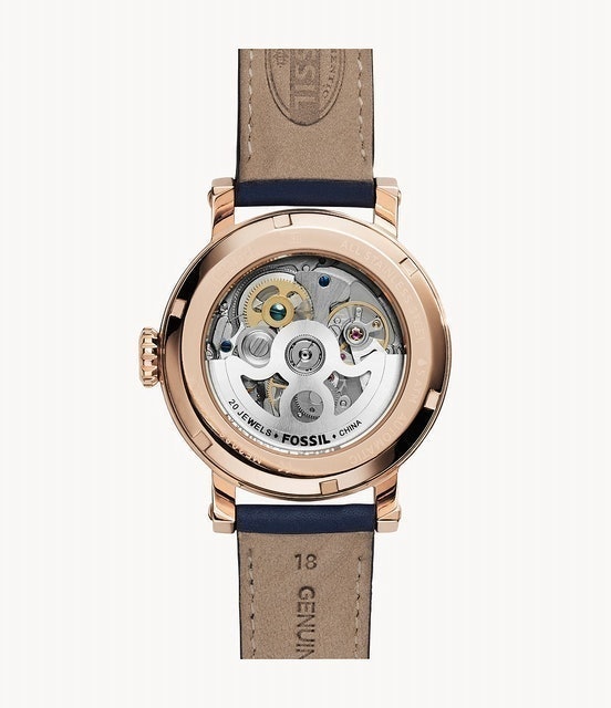 Fossil  Original Boyfriend Automatic Navy Leather Watch ME3086