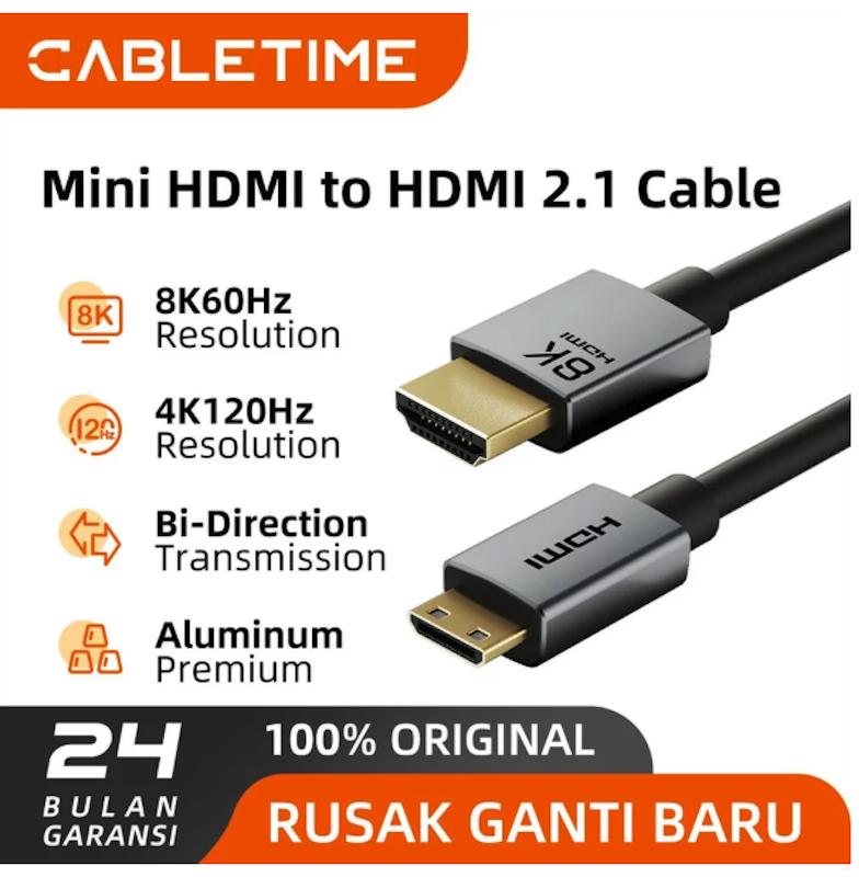 CABLETIME 8K60Hz Mini HDMI to HDMI Bi-Direction 2