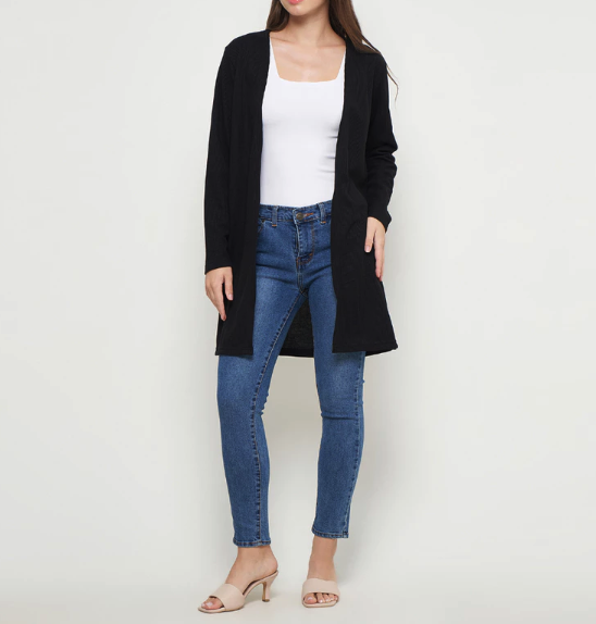  Dancus Cardigan Knit Waffle Hitam  SR002