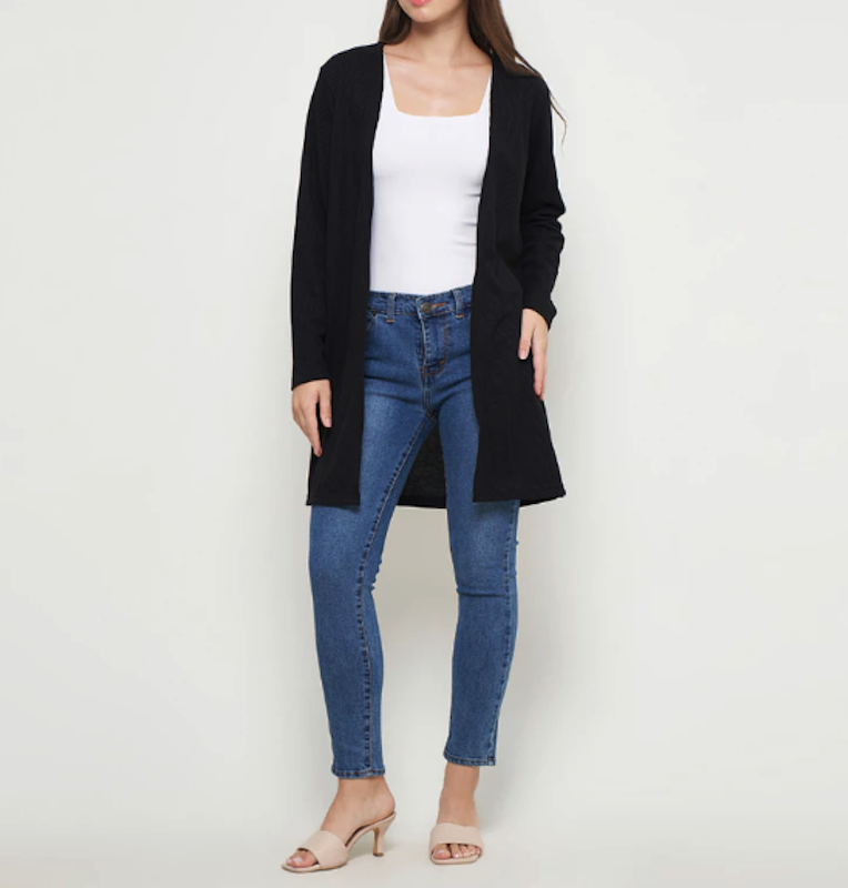 Dancus Cardigan Knit Waffle Hitam 3