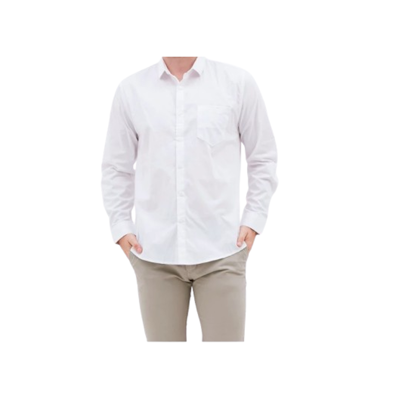M231 Kemeja Pria Basic Polos Panjang Putih 1