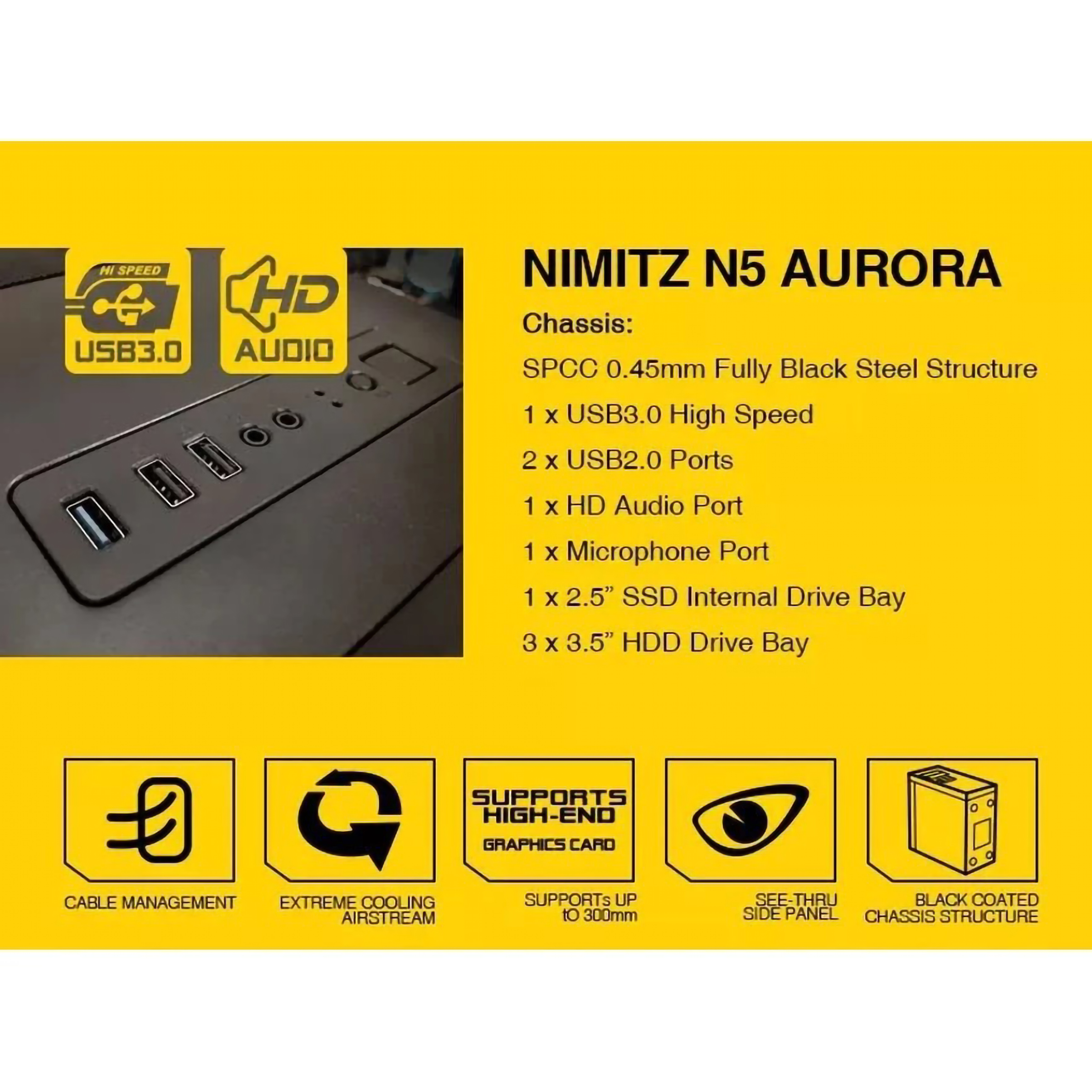 Armageddon Armageddon Nimitz N5 Micro ATX See-Thru Side Panel Gaming PC Case