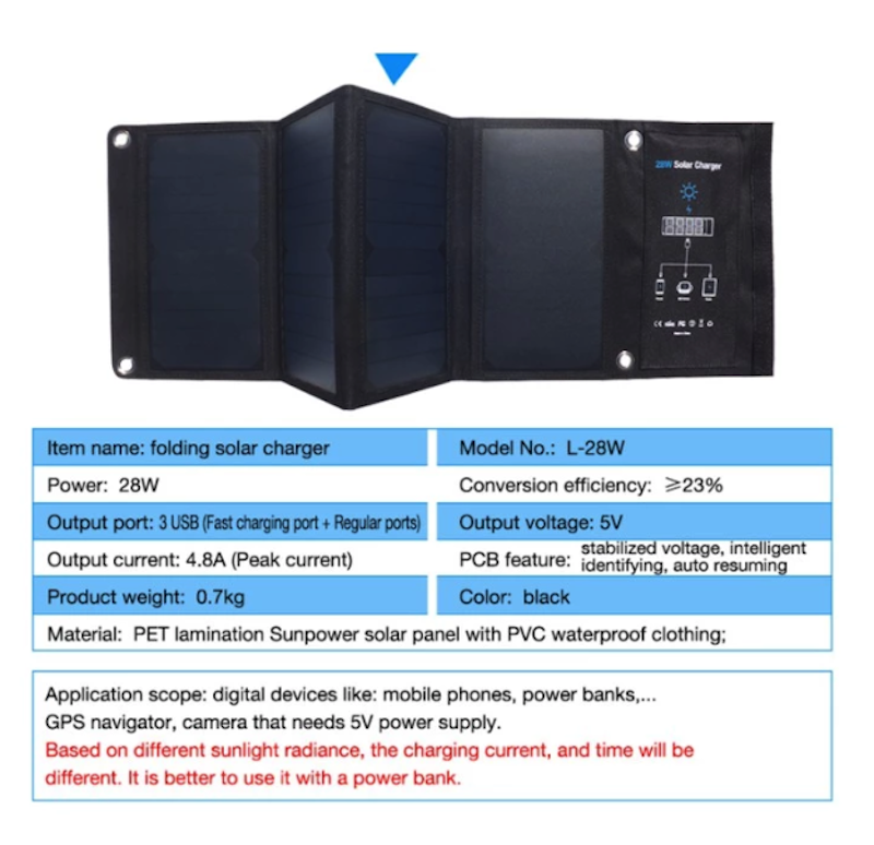 Xionel Portable Solar Panel 28 watt 3
