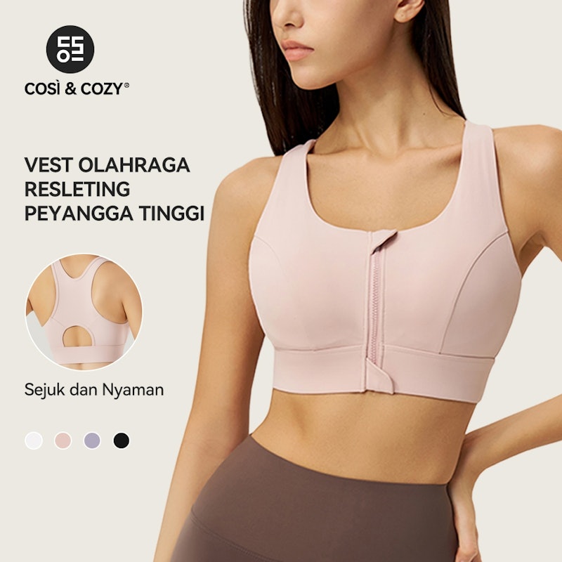 COSI COZY Zip Sport Bra Bahan Seamless Premium 2