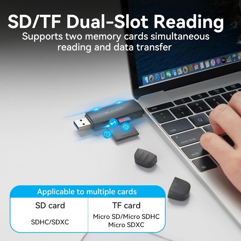 Vention Card Reader USB 3.0 A+C 2-in-1 (SD+TF) 4