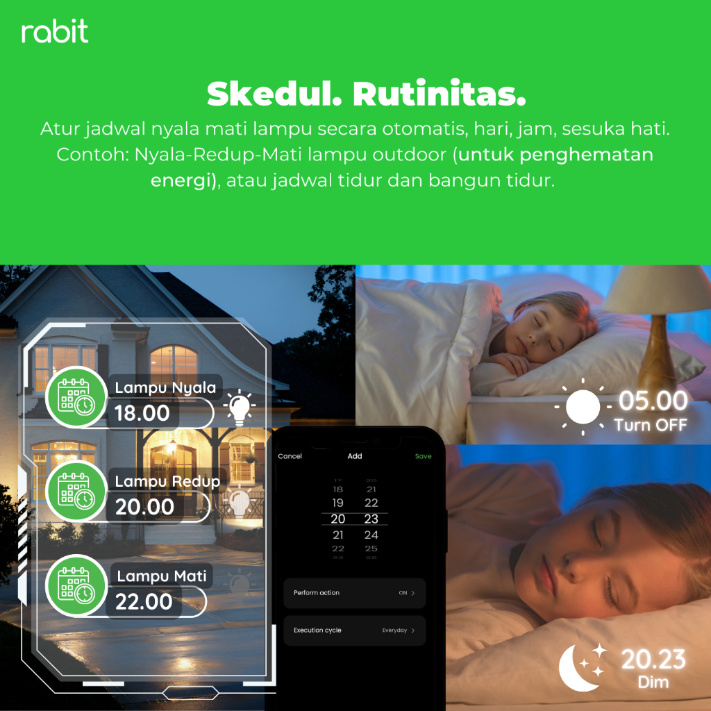 Rabit Teknologi Pintar Rabit Smart Light Bulb Color 10W Bluetooth