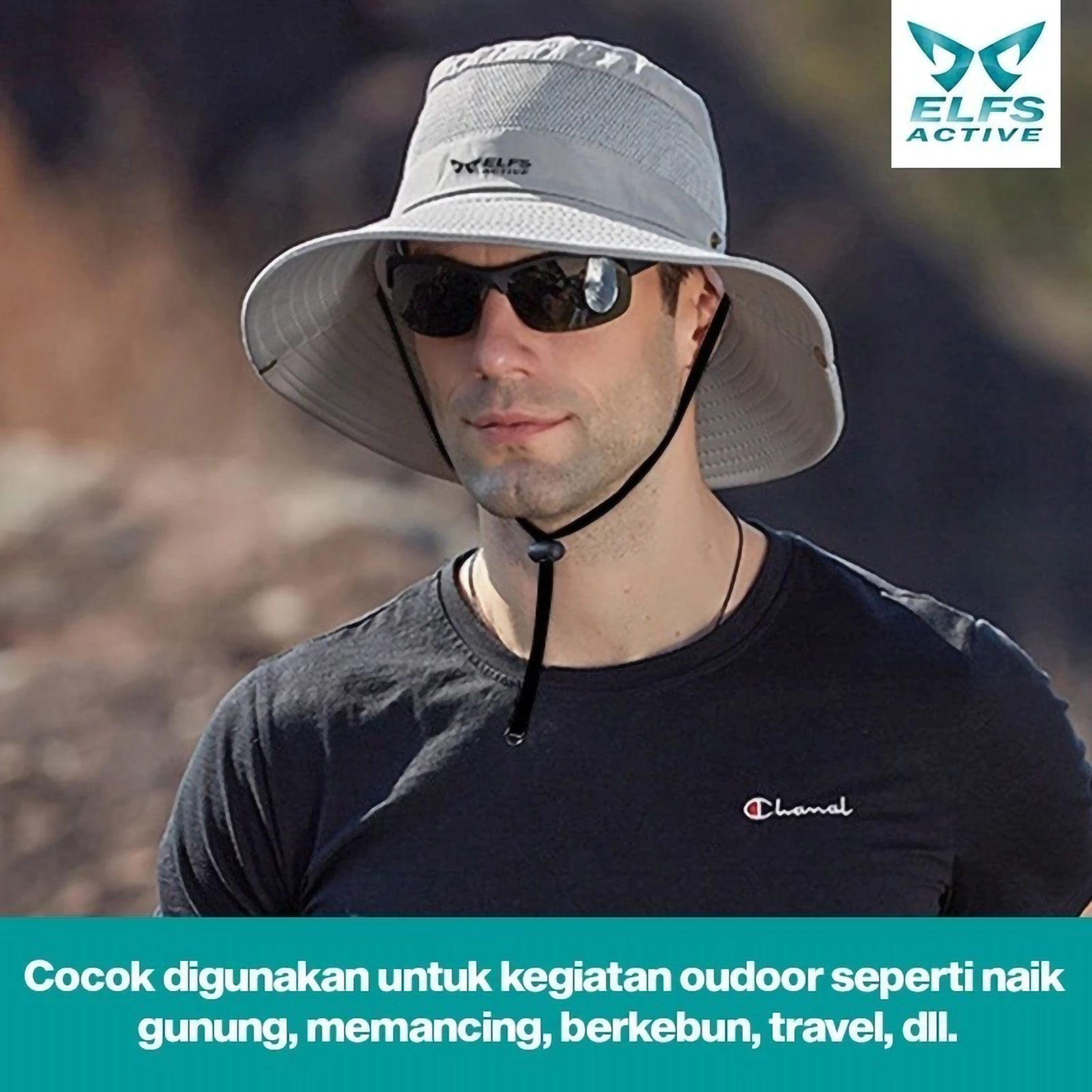 Elfs Active Topi Rimba Anti UV 2in1 Jungle Hat 5